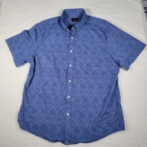 UNTUCKit Norkeliunas Mens Large Navy Blue Floral Paisley Stretch Shirt 40581